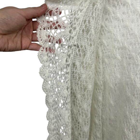 Romantic Lace Open Knit Cardigan Laura Ashley Beaded Ivory Medium - Picture 5 of 7